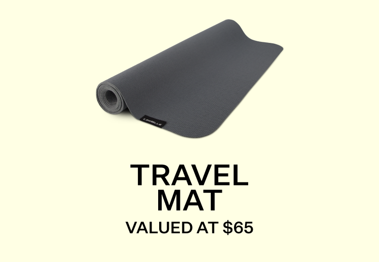 Grey yoga travel mat, valued at $65USD